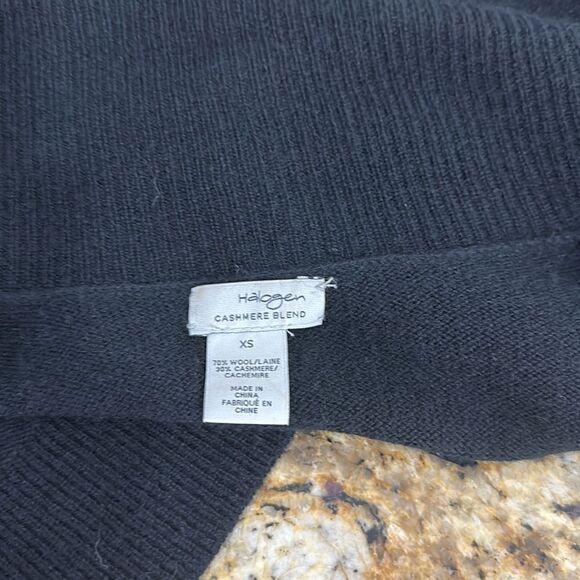 Halogen Cashmere Blend Black Draped Open Front Sleeveless Sweater Vest Size XS - Picture 4 of 6